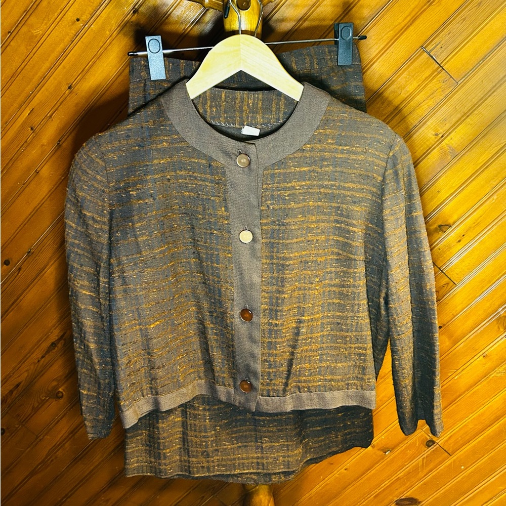 Vintage Brown Jacket and Skirt Set